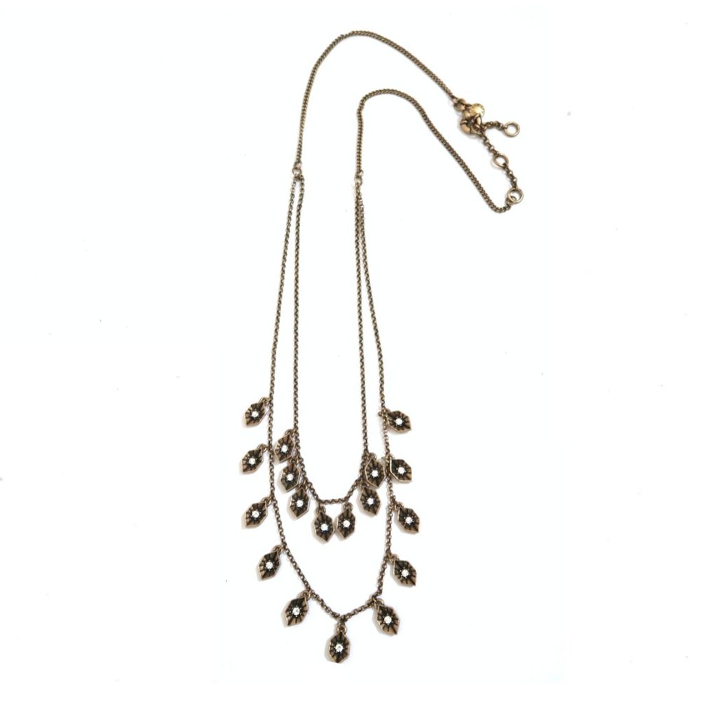 J CREW Geometric crystal drops layered necklace